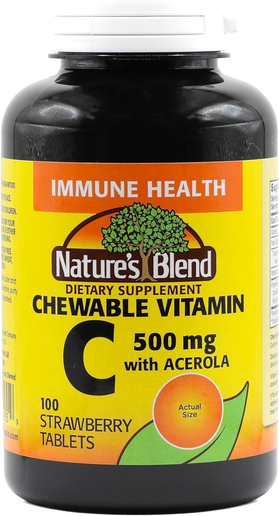 Dabiskais Blend vitamīns C Košļājamā acerola, zemeņu 500 mg 100 tabletes