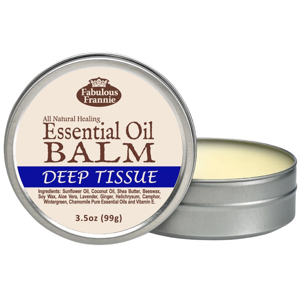 Brīnišķīgs Frannie Deep Audi Visas dabiskās Essential Oil Healing Balm Izgatavots no saulespuķu eļļas, Kokosriekstu eļļas, Šī sviests, Bišu vasks, Soy Wax, Aloe Vera un Pure Essential Oils 3.5oz (iepakojums no 1)