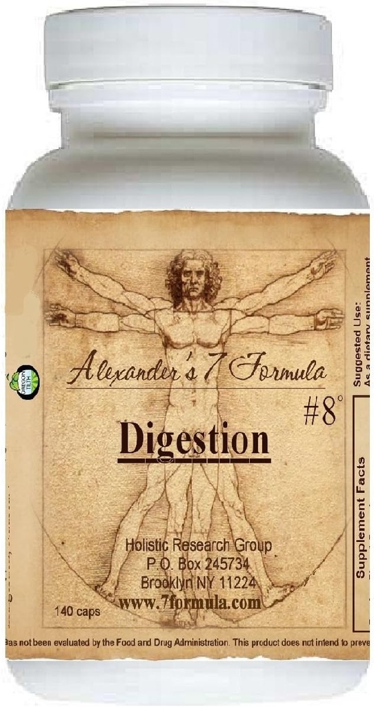 Gremošanas un kuņģa #8 Formula koncentrējas uz fermentu ražošanu, gremošanas traucējumi, Dispepsija, zarnu diskomforts, gāzes, kolikas, grēmas. 30 dienu piegāde