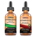 SBR Barošana D3+K2 un B12 Bandle D3K2 vitamīns (MK7) Šķidrie pilieni, Piparmētra 1ozs - -- vitamīns B-12 3000mcg Šķidrie pilieni, 2oz - -- pieaugušajiem un bērniem --- ne-GMO, bez lipekļa