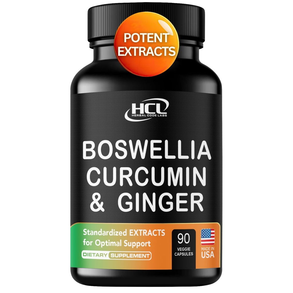 Boswellia Curcumin Ingvera ekstrakti Papildinājums – Strong 95% Kurkuminoīdi Dabas atbalsts Tabletes mobilitātei un elastībai – Extra Strength Boswelia ar Turmeric Curcumin Organic Ginger Papildinājums