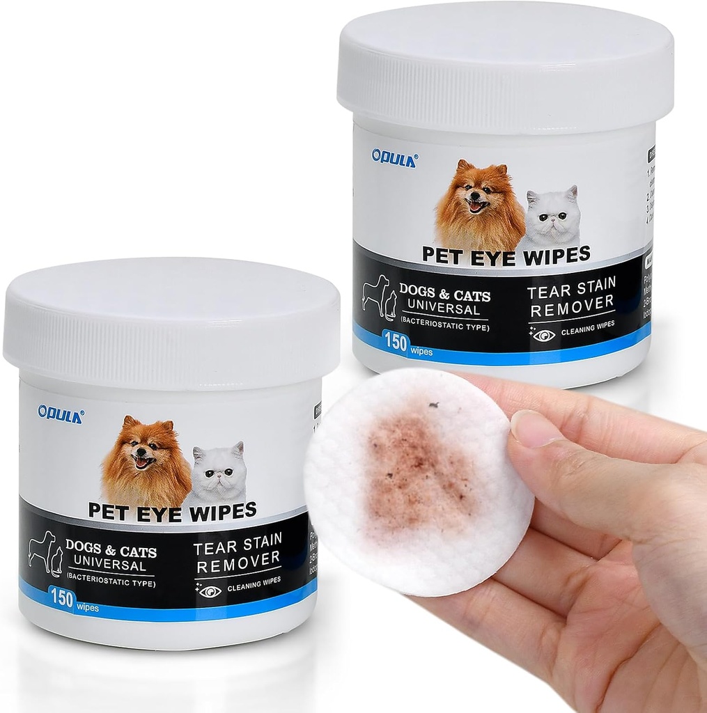 300Pcs Suņa acu sūcēji bioloģiski noārdāmi, hipoalerģiska Kaķa acu tīrītājs, Pet Tēlotājs Stain Removalr Wipes, Sejas, Acu tīrītājs Pads Maigi noņemt izlādes, Crust, Nearomatizēts Pet Tēlotājs Noslaucīt