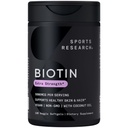 Sporta pētījumi® Biotin 5,000mkg ar organisko kokosriekstu eļļu - Biotīns (B7 vitamīns) veselīgai ādai un matu atbalstam* - sievietēm un vīriešiem - Vegan, Non-GMO, Gluten & Soy-free - 120 Veggie Softgels
