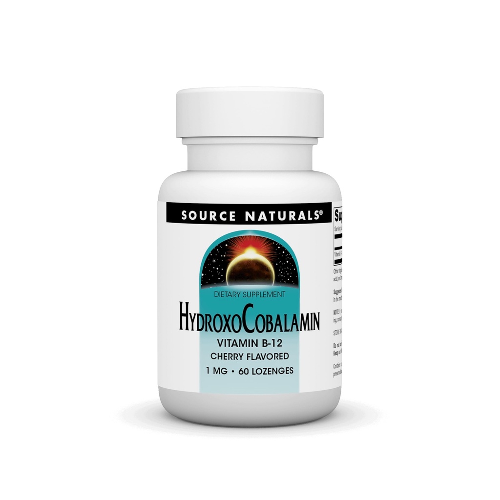 Avots Naturals HydroxoCobalamin, vitamīns B-12, 1 mg - 60 Ķiršu aromatizēts Lozenges