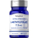 Piping rock L-metilfolāts 7.5 mg - 60 Kapsulas - Papildus stipruma papildinājums - aktīvās folijskābes -- ne-GMO, bez lipekļa