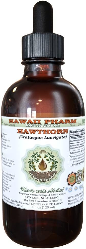 Hawai Pharm Hawthorn Bezspirta šķidruma ekstrakts, Hawthorn (Crataegus Laevigata) Sausās lapu un ziedu glicerīts Dabīgais augu papildinājums 2 un