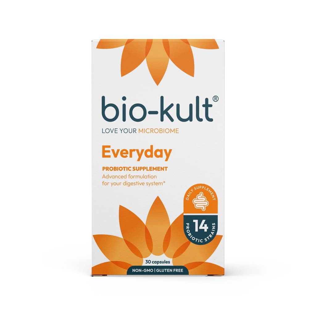 Bio-Kult Gut Veselības Probiotikas Papildinājums, 14 Celmi, Probiotikas sievietēm un vīriešiem, Imūnsupport, Gremošanas veselība, Shelf-Stable, Bez GMO un lipekļa, Kapsulas, 30 Skaits (1. iepakojuma)