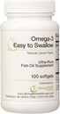 Omega-3 'Viegla norīšana' Īpaši tīras zivju eļļas papildinājums Dabīgs citrona flavors 100 softgeli
