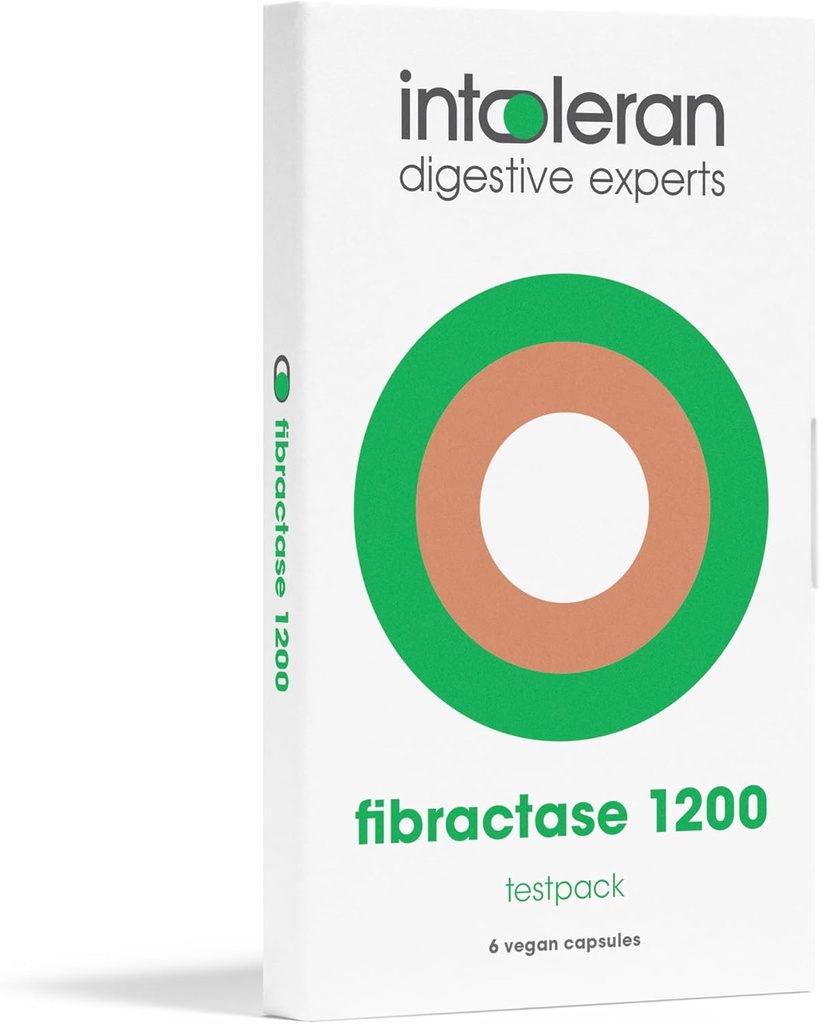 Intoleran Fibractāzes Forte Gremošanas enzīmi Testpack - 6 kapsulas             ) Papildinājums Fructans & Galactans Intolerance  ; Palīdz Digest Ogļhidrāti; Graudaugi, Pākšaugi, Sīpoli, Ķiploki & Kvieši ) Tīrs