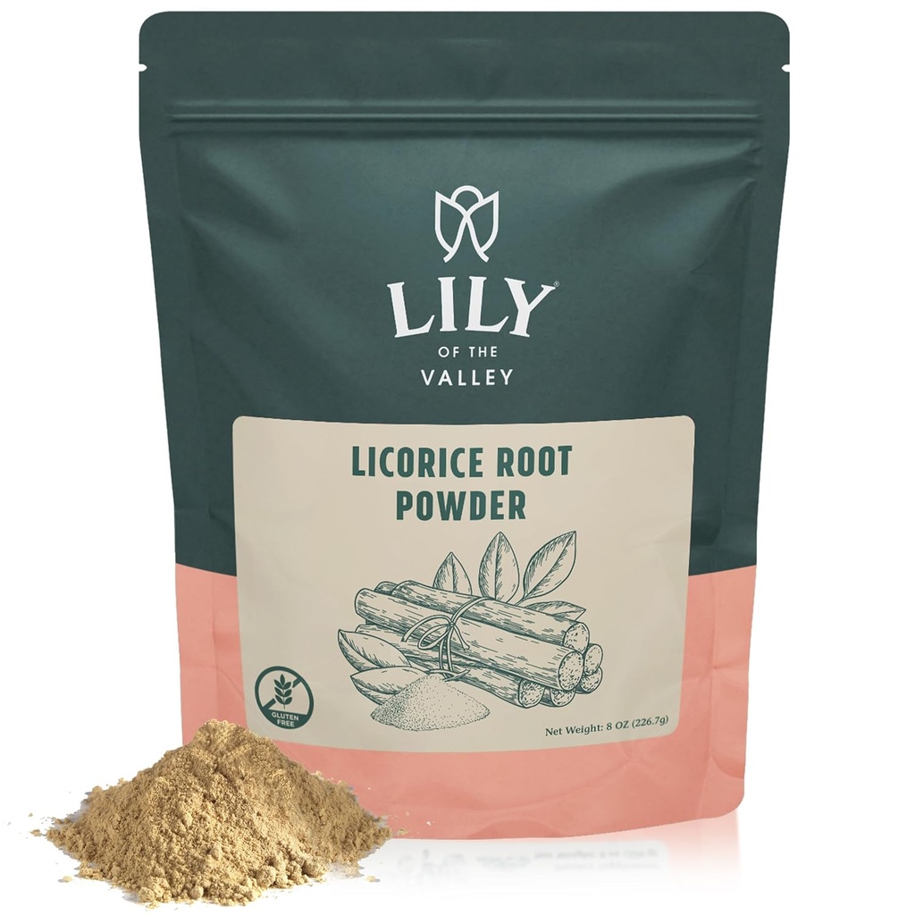 LILY NO VALLEY lakrica / lakricas saknes pulveris - zeme Mulethi Avots no Indijas - Glycyrrhiza Glabra - dabas saldinātājs - Vegan un lipeklis-free - iepakots Reselable Pouch (8oz, 226g)