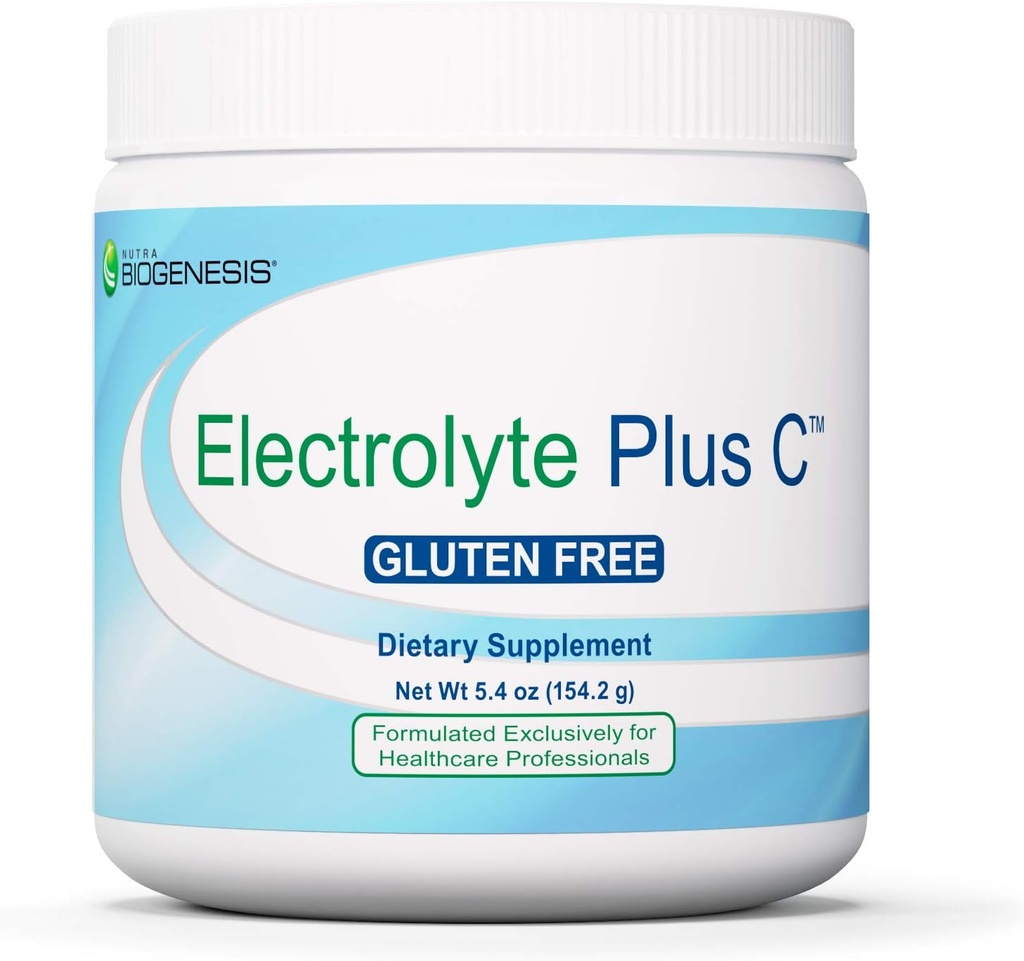 Nutra BioGenesis Electrolyte Plus C - Hidrēšanas pulveris, Elektrolītu pulveris Dzēriens Sajauc ar magniju, Kāliju, Antioksidanti, B Vitamīni un C vitamīns dabas enerģijai - 5.4 oz (154 g)