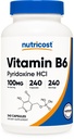 Nutricost vitamīns B6 (piridoksīna hidrohlorīds) 100 mg, 240 kapsulas