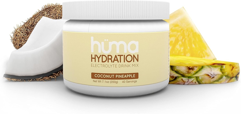 HUMA CHIA hidrācijas dzēriena maisījums, kokosriekstu ananass, 40 Kalpošanas jar - zems Calorie, augsts elektrolītu pulveris - 100% dabīgs, 1g cukura, 10 Cal