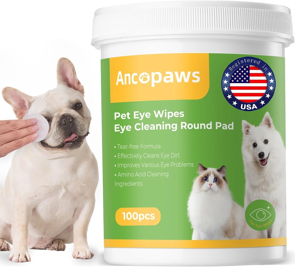 Eye Wipes for Dog & Cat - Tear Stain Remover for Pets - Dog Acu Wipes for Discharge and Crust - Acu kopšanas Pads Disert un Mucus Secretions samazināšanai - 100 gab.