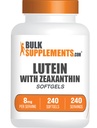 BulkSupplements.com Luteīns ar Zeaxanthin Softgels - Zeaxanthin Plus Lutein, Lutein un Zeaxanthin bagātinātāji, Acu vitamīni - bez lipekļa, 1 Softgel per Serving, 240 Softgels