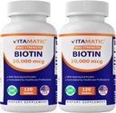 Vitamatic High potence Biotin 20000 mcg (20 mg) ar keratīnu 100mg - 120 Veģetārās tabletes - Biotīna piedevas veselīgai ādai un nagiem pieaugušajiem (120 skaitīšana (2. iepakojumā))