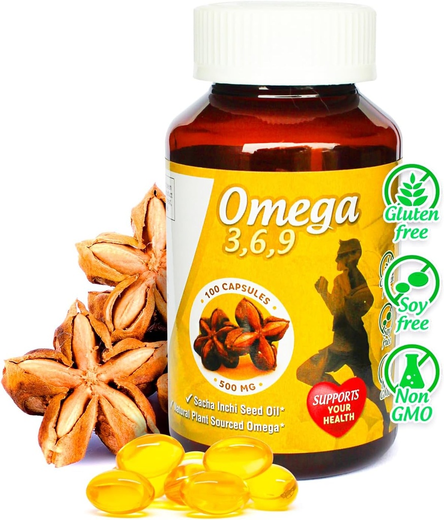 Sikyriah Omega 3, 6 un 9 softgel Kapsulas l 100% Pure Sacha Inchi Oil l 3000 mg uz dienu l Augu bāzes papildinājums l Neaizstājamās taukskābes Avots l Ne- GMO l