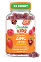 Lietojams cinks bērniem - 25mg - Great Tasting Dabīgs aromatizēts cinks Gumijas - bez lipekļa Veģetārie neĢMO Cinka papildinājumi -- Cinka Imūnsupportam - 90 Gumijas