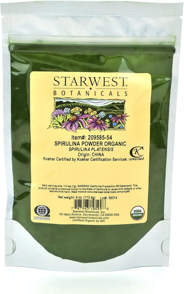 Zvaigznes Botānika Organic Spirulina Powder, 4 Ounces
