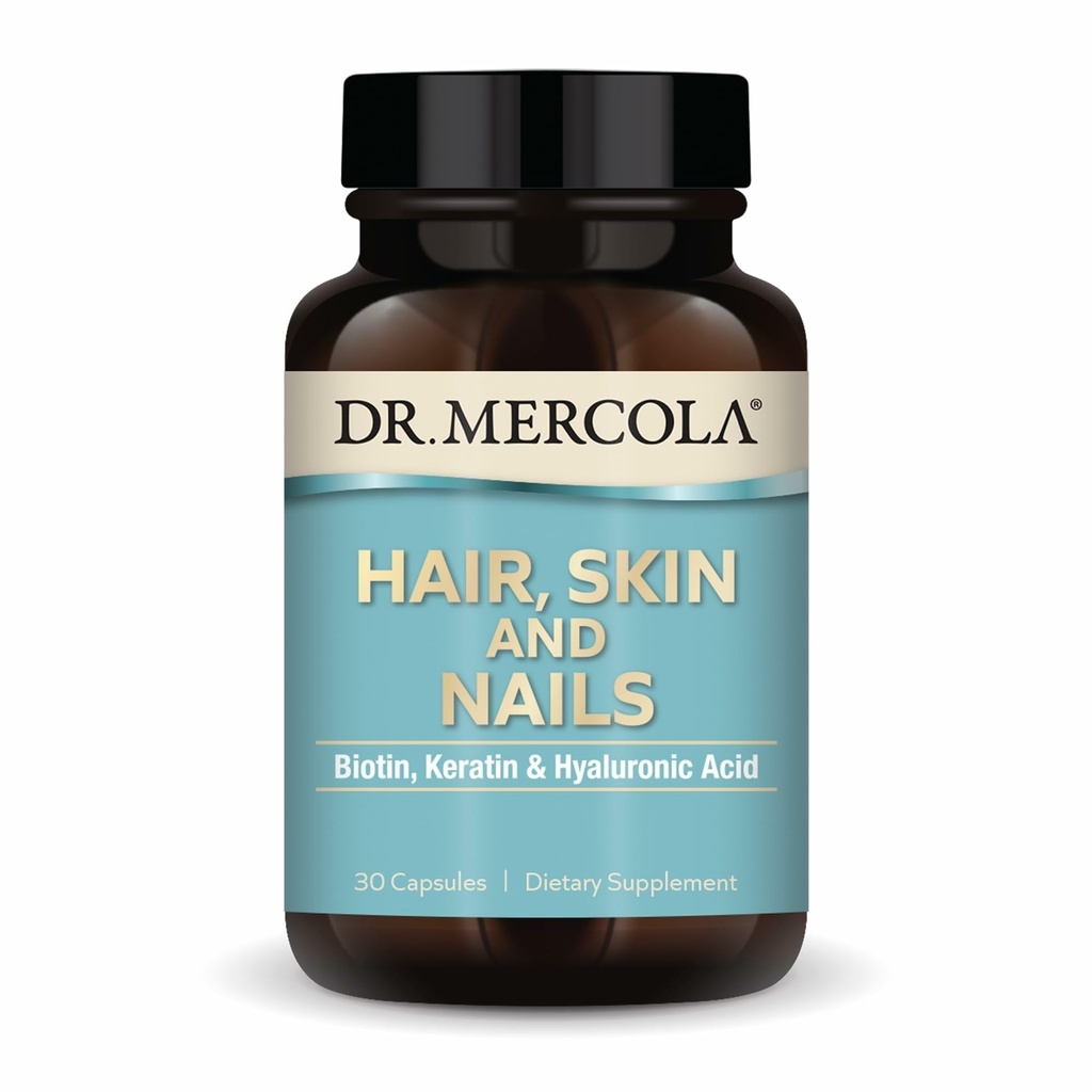 Dr. Mercola Matu, ādas un nagus - nodrošina biotīnu, keratīnu un hialuronskābi - Premium kvalitāte - Atbalsts Veselīga novecošana - ne-GMO, bez lipekļa un sojas - 30 kapsulas (30 Servē)