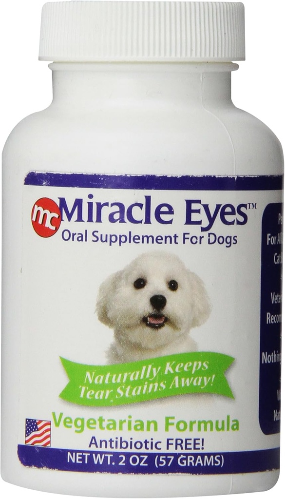 Miracle Care Miracle Eyes Mutes dobuma papildinājums suņiem, 2 Ounce, Probiotikas, lai samazinātu Tear Stains, Vegetarian, Bez antibiotikām