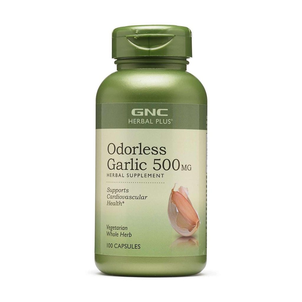 GNC Herbal Plus bez smaržas Ķiploki 500mg Papildinājums, Veģetārietis, Atbalsta Sirds un asinsvadu veselība, 100 Kalpojumi