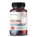 Liposomālais dzelzs ar C vitamīnu, folijskābi, B12, B6, B1 – Atbalsta enerģija un sarkano asins šūnu veidošanās – Maiga formula – 180 kapsulas – Bez GMO, bez lipekļa – ražots ASV