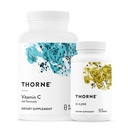 THORNE - Essential Vitamīni Bandle: C vitamīns & D-5000 Complex - Imūnās, Kaulu veselība, un enerģijas atbalsts - 60 līdz 90 Servējumi