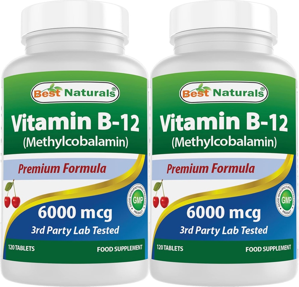 Labākā daba B-12 vitamīns kā metilkobalamīns (metil B12), 6000 μg 120 tabletes lietošanai zem mēles (120skaits (2. iepakojums))
