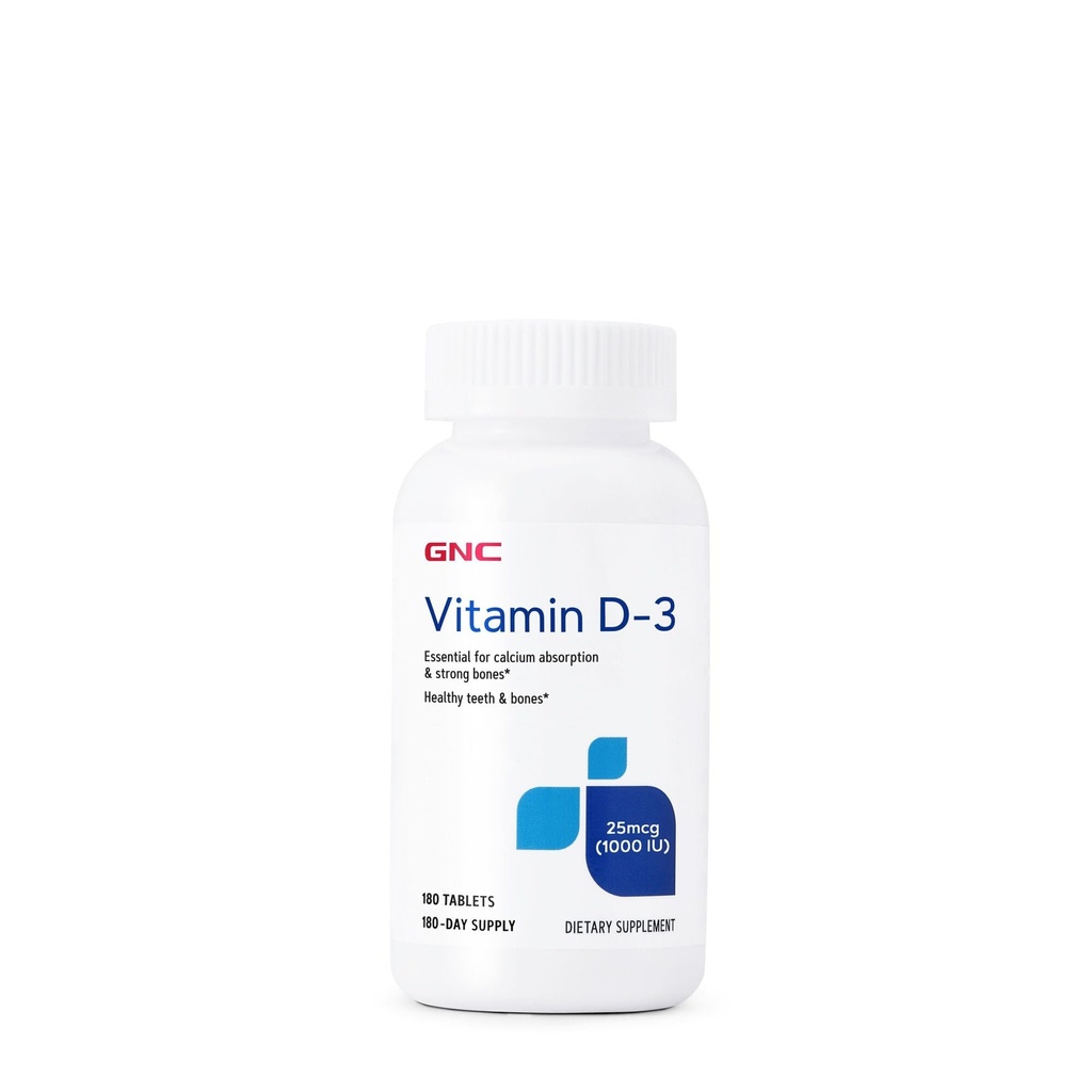 GNC D- 3 vitamīns 25mcg, uztur veselus zobus un kaulus, 180 tabletes