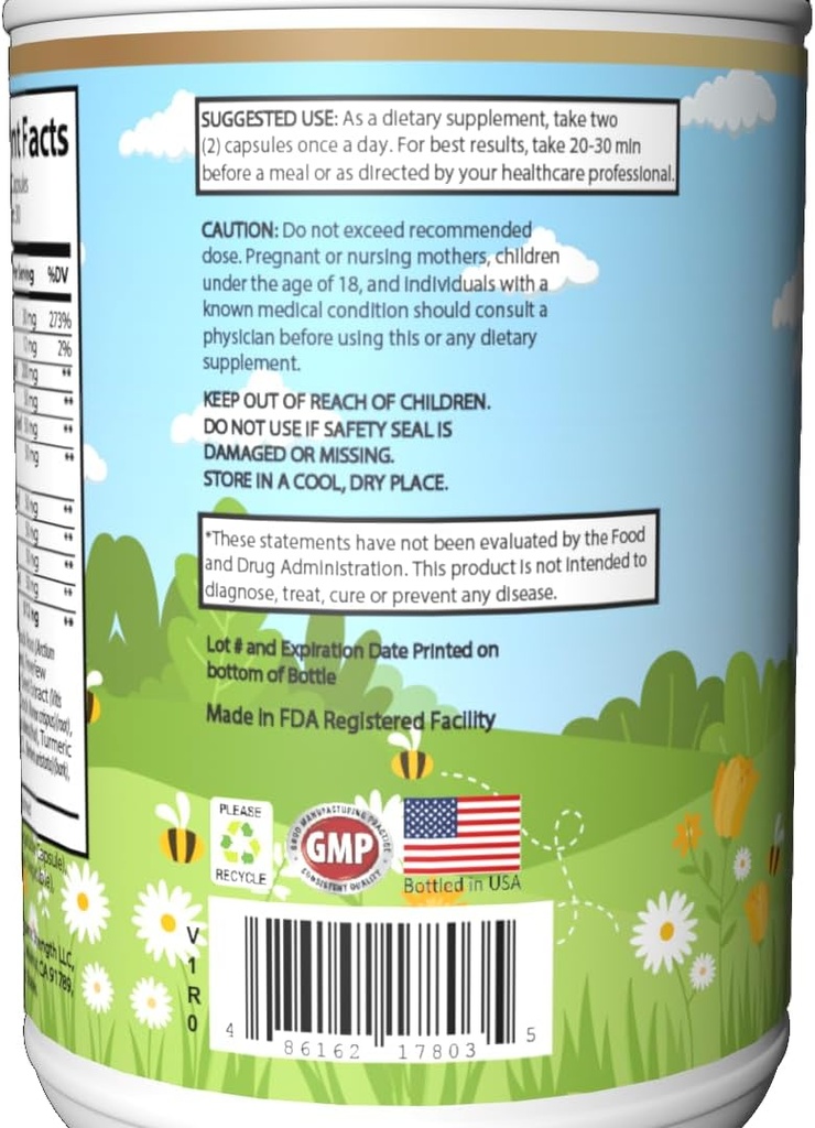 Aknu atbalsts - Premium maisījums ar piena dagli, artišoku, bitēm un citiem - Atbalsta vielmaiņas un gremošanas fermentus - 60 Veggie kapsulas - Blended ASV
