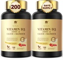 Ātri izšķīdiniet vitamīnu D3 5000IU ar kalciju un magniju - Quick Nutrient Absorbcija-Cukurs bez košļājamām piedevām kaulu stiprumam, zobiem, muskuļiem, imūno veselību, 200 ātras kušanas tabletes