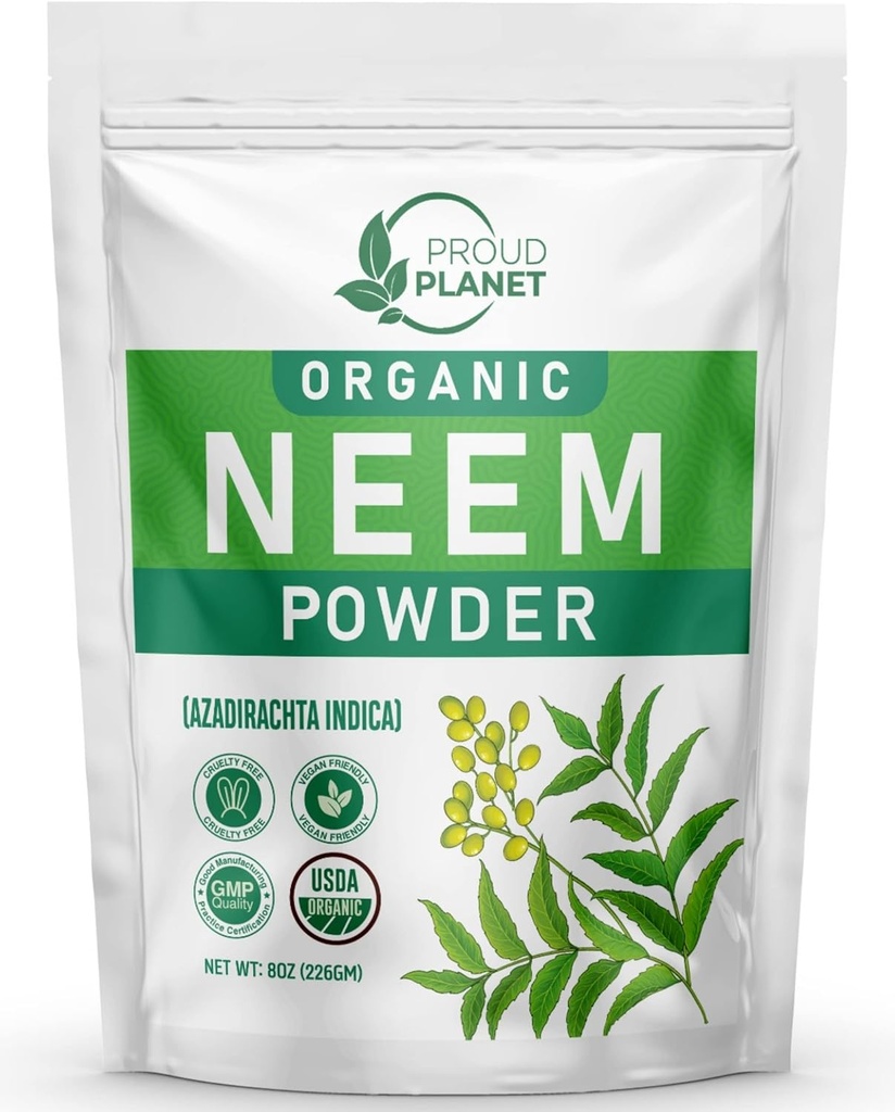 Organisks Neem Leaf pulveris ādai, matiem un asinīm 8oz (226g) 