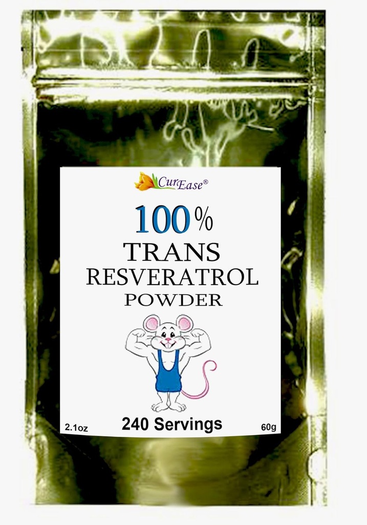 100% Pure Trans Resveratrol pulveris 240 Kalpo 2.1 oz (60 Grams) 250mg Per Servē