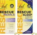 Stress un miegs, bach RESCUE pērles, dabas stresa mazināšana [un] RESCUE miega šķidruma kausējumi, dabas miega atbalsts - 2-Pk, Homeopātiskā ziedu būtība