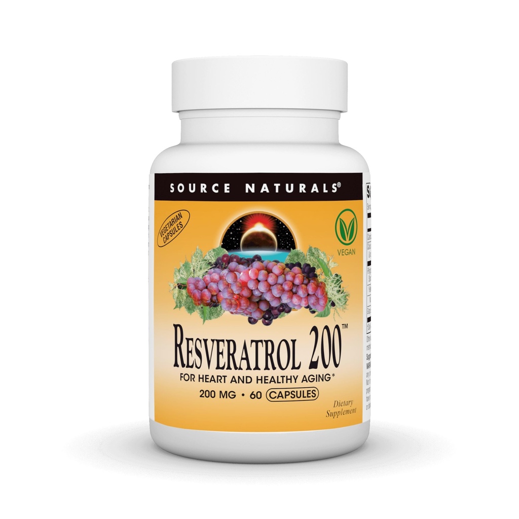 Avots Naturals Resveratrol, sirds un veselīga novecošana* - 200 mg- 60 Veģetārās kapsulas
