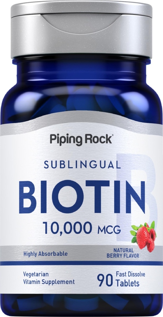 Piping Rock Biotin 10000mcg Ātri izšķīdiniet tabletes 90 Skaitīt 