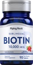 Piping Rock Biotin 10000mcg Ātri izšķīdiniet tabletes 90 Skaitīt 