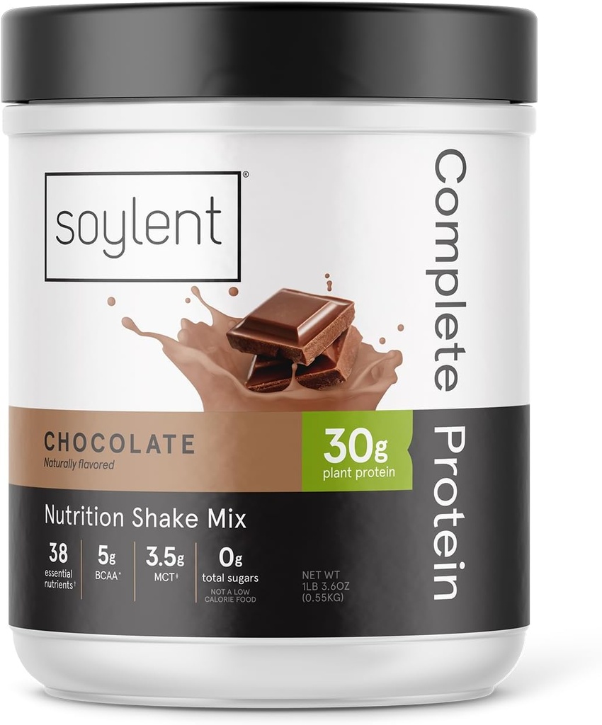 Solent Complete Protein Powder, Chocolate, 30g Olbaltumvielas Shake muskuļu augšanu un atjaunošanos, BCAAs, DHA, MCT, 28 Vitamīni un minerālvielas, Nulle Cukurs, nesatur glutēnu, Vegan - 1,25lb