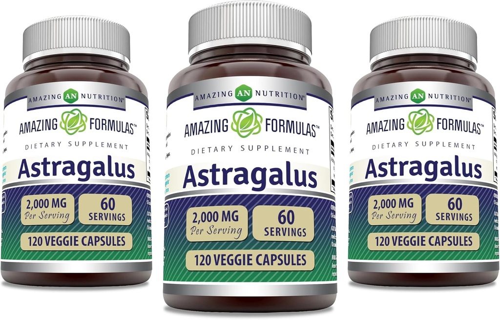 Amazing Formulas Astragalus 2000 mg Per Servējamās kapsulas Papildinājums - Izgatavots no Pure Astragalus Membranaceus augu saknes ekstrakts -- Non-GMO --Luten Free (120 Skaits -- 3 Pack)