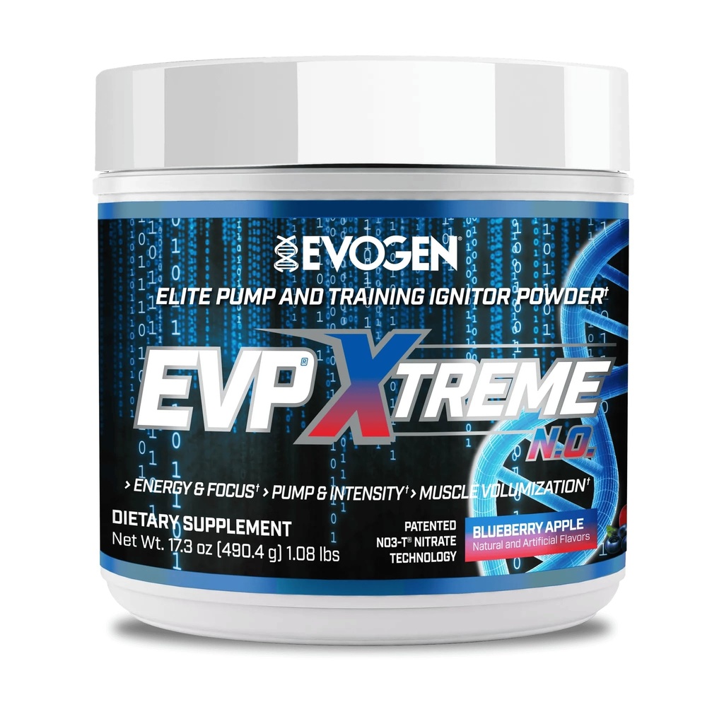 Evogen EVP Xtreme NO - Pre Workout Pulveris vīriešiem un sievietēm • Bezcukura Iepriekš treniņš ar Beta Alanine, kreatīnu, un kofeīns enerģijai un sūknim • Melleņu ābols   - 40 Kalpo