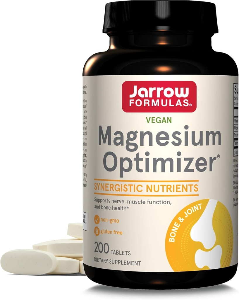 Jarow Formulas Magnija Optimizators - 200 tabletes - atbalsta kaulu veselību un muskuļu funkcijas - Exercise & Izturība Ieguvumi - Ietver Taurīns, P5P & vitamīns B6 - 100 Kalpo