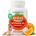 Bērniem vitamīns D 1000 SV košļājamās tabletes - Garšīgs Natural Orange Flavor - Vegāns, bez ĢMO, bez lipekļa, bez riekstiem Vitamīni - uztura bagātinātājs imūno atbalstu - bērniem - 120 košļājamās vielas