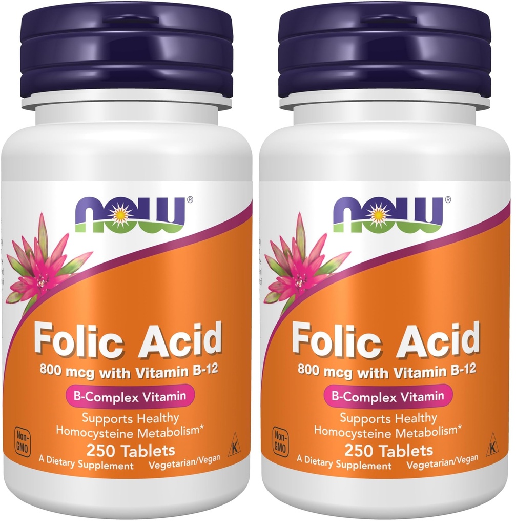 Papildvielas, Folijskābe 800 μg + B-12 (Cyanocobalamin) 25 μg, B kompleksais vitamīns, 250 tabletes (2. iepakojums)