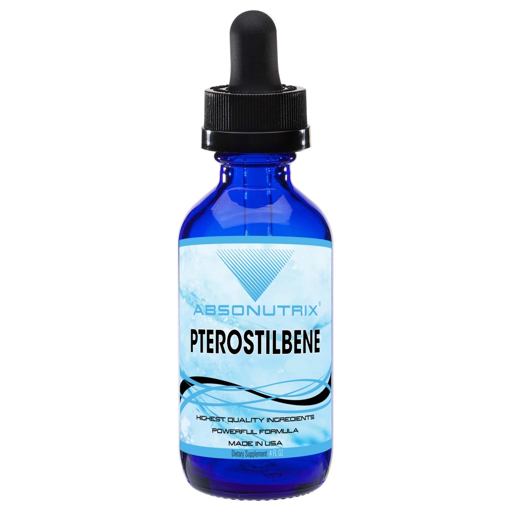 Absonutrix Pterostilbene 300 mg, 4 Fl Oz Liquid Drops, 200 Spēcīgi Servējumi, Augsta Biopieejamība, Trešās puses tests, Ātra Absorbcija, GMP- Sertificēts, Ne-GMO, Bezkrūts produkti, Ražots ASV