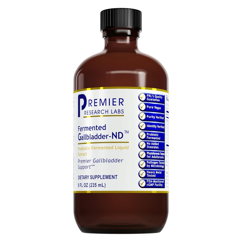 Premier Research Labs Fermented Gallbladder-ND - Gallbladder Cleanse, Milk Thistle un Artichoke Extract, Milk Thistle Šķidrums pilieni, Tincture Papildinājums ar antioksidantiem, Turmeric - 8 Fl Oz pudele