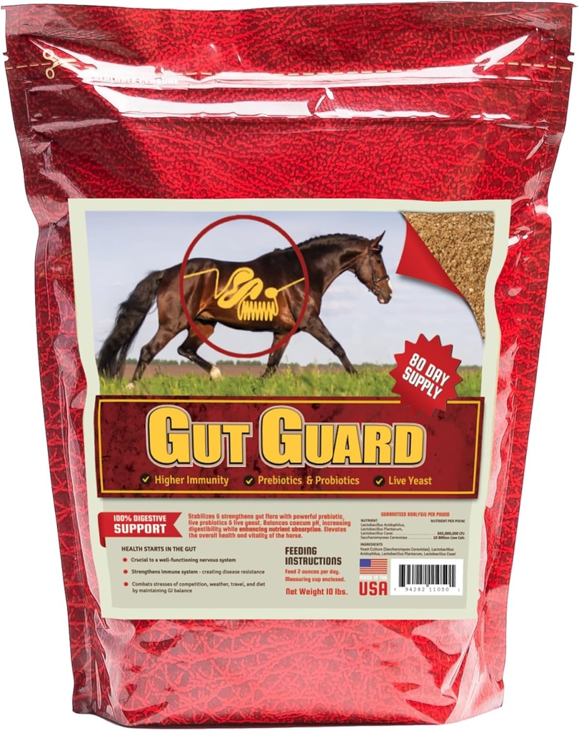 Zirgu Gut Guard 10 lb, probiotikas un prebiotikas Zirgu papildinājums Gut veselības