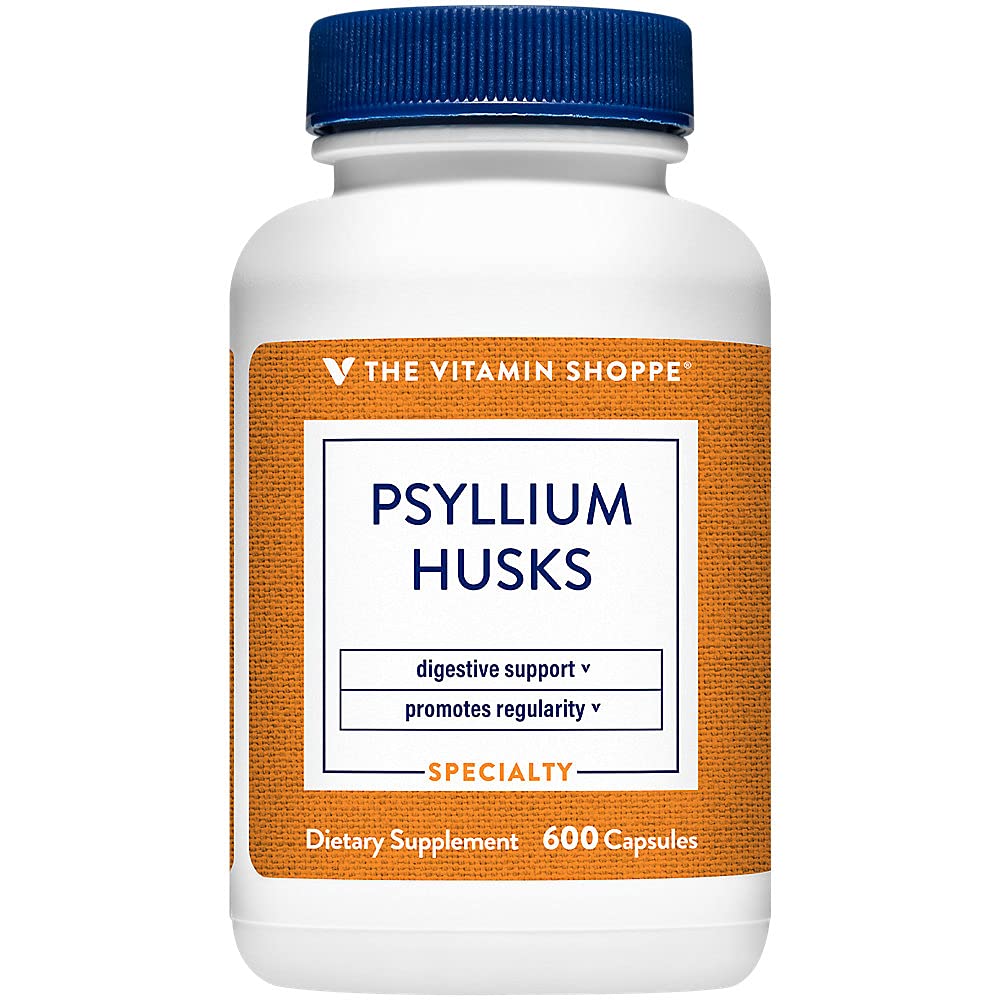 Vitamīnu veikals Psyllium Husks – Plantago Ovata Fiber papildinājums, kas atbalsta regularitāte un veselīgs holesterīns, 840 mg par apkalpo - bez lipekļa (600 kapsulas)