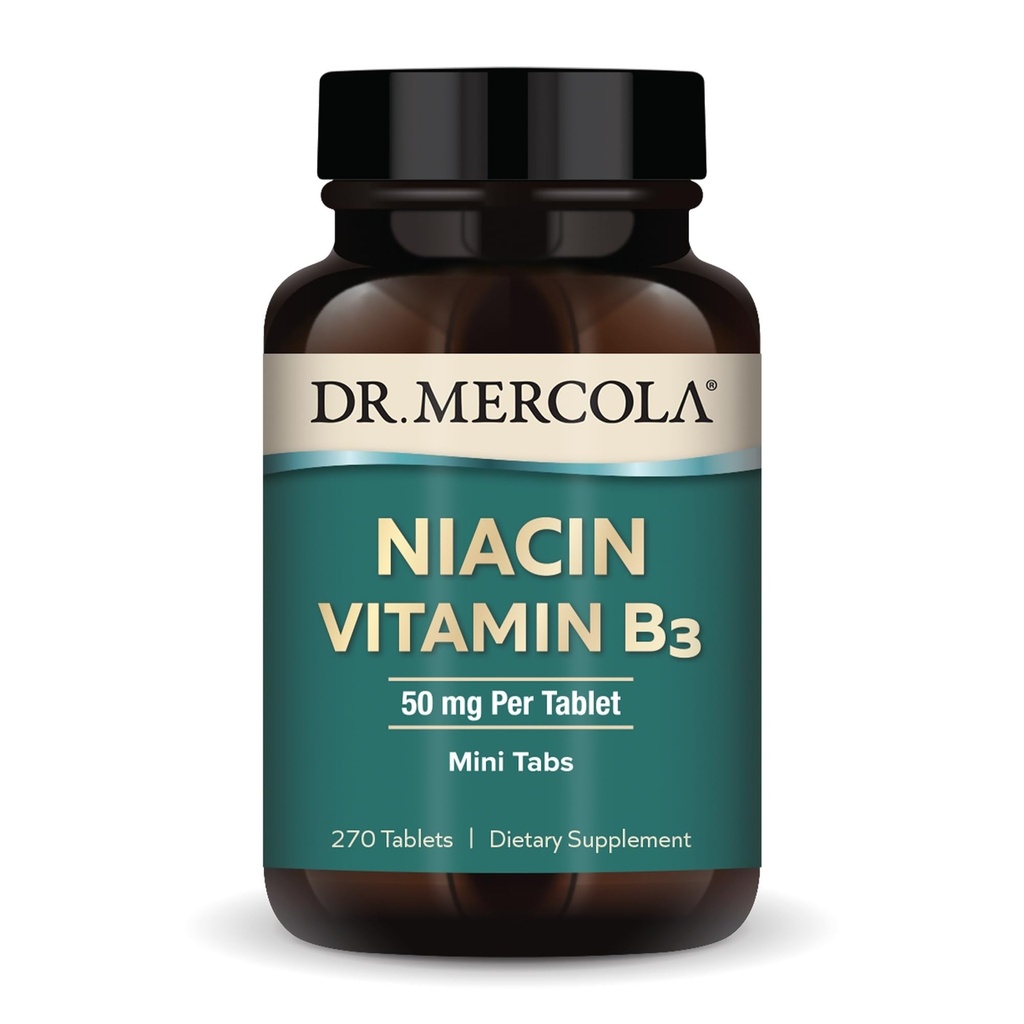 Dr. Mercola Niacin B3 vitamīns, 90 Pasniedzieni (270 tabletes), uztura bagātinātājs, Mini Tabs, Essential B vitamīns, ne-GMO