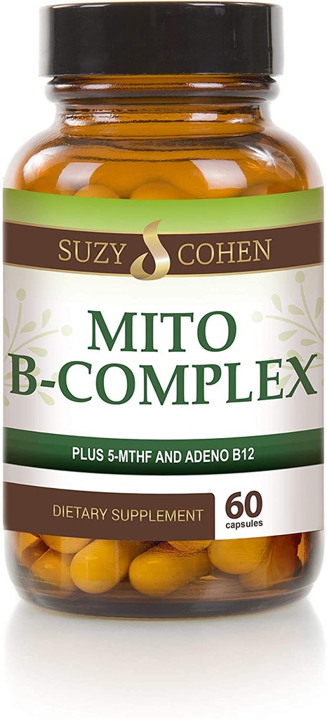 Suzy Cohen, Mito B Complex Diētiskā Papildinājums, 5-MTHF, Adeno B12, Metilācijas atbalsts, Atbalsta veselīga nervu sistēma, Boost Enerģija, B vitamīns, 60 Servē
